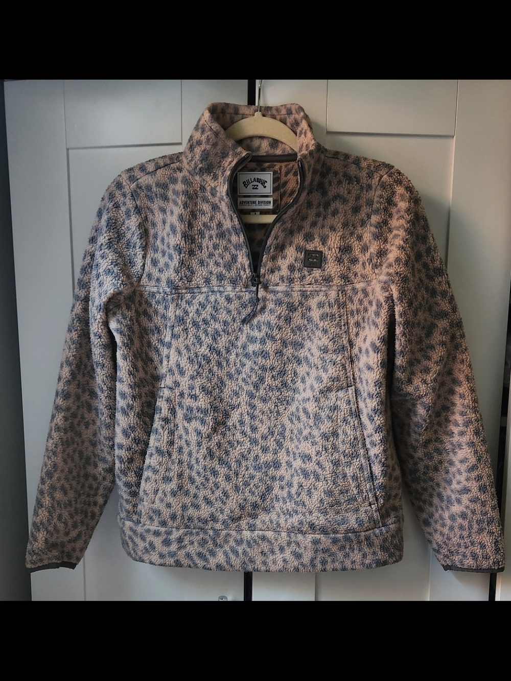 Billabong Pink Leopard Fleece Pullover Jacket